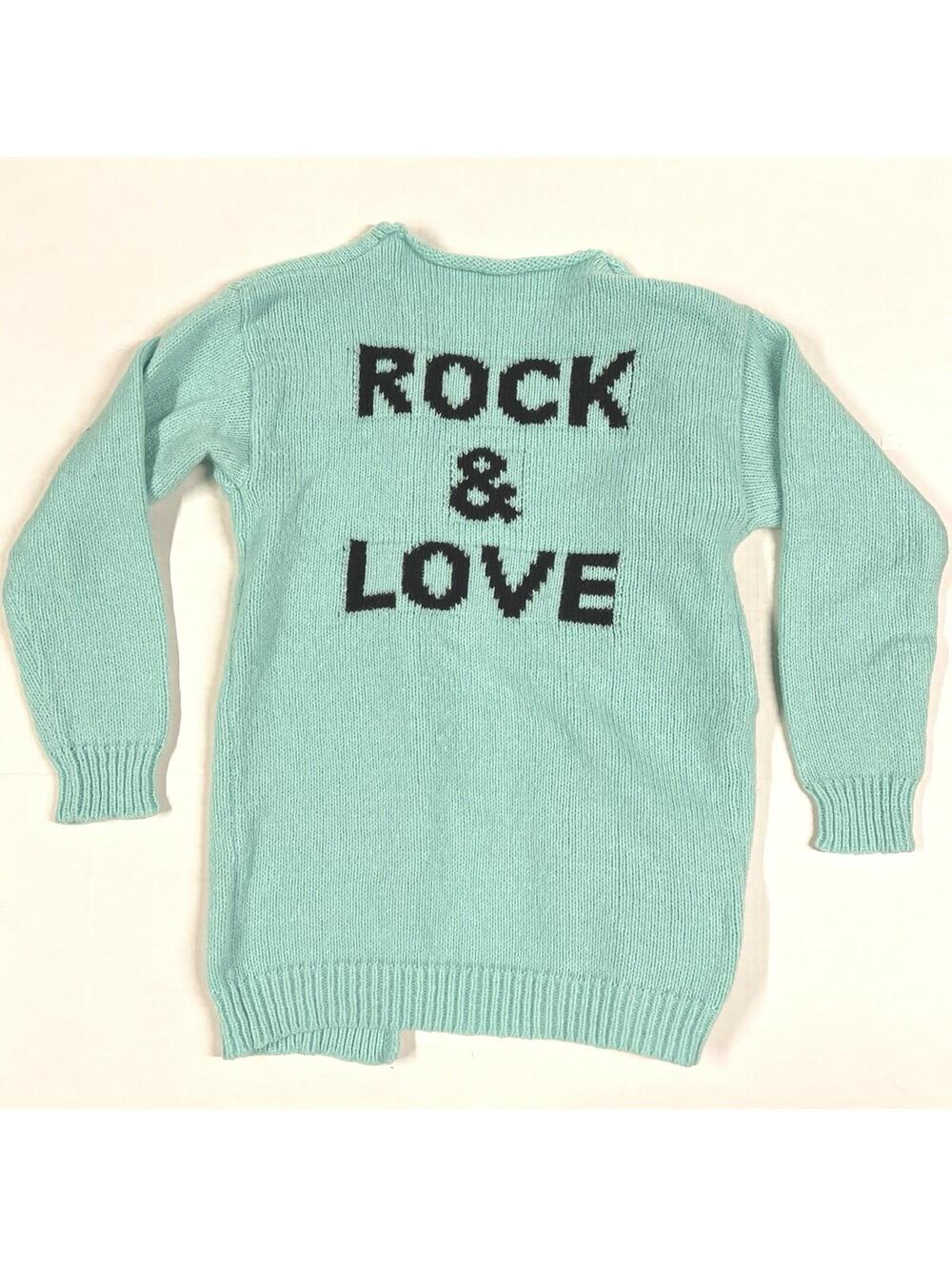 Rock & Love Cardigan Sweater Long Sleeve Knit Loose Sz M Teal